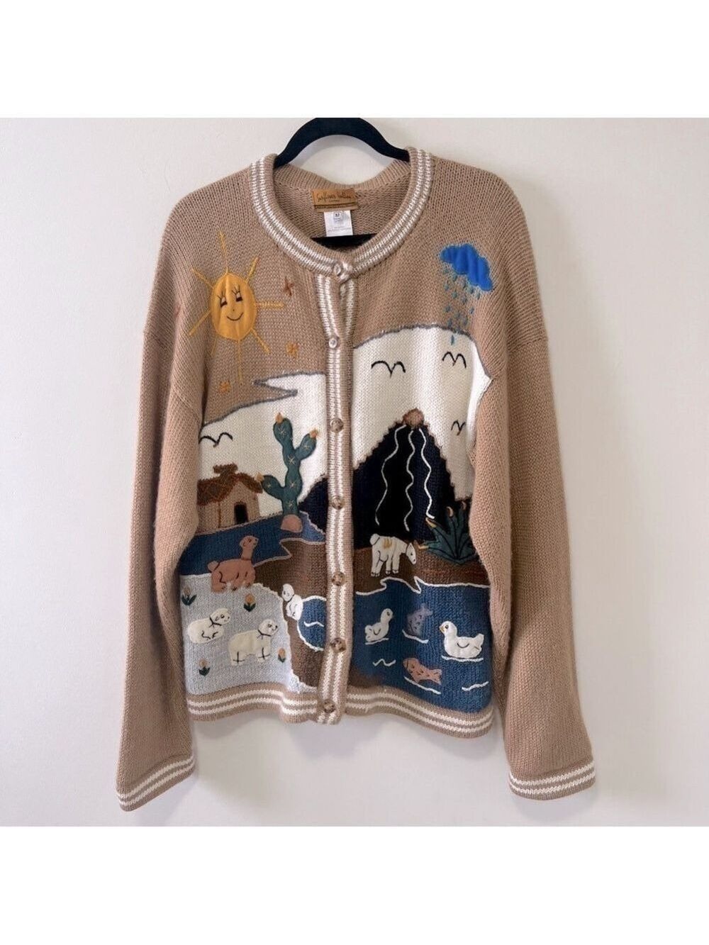 Vintage Sunflower Valley Alpaca Cardigan Size M